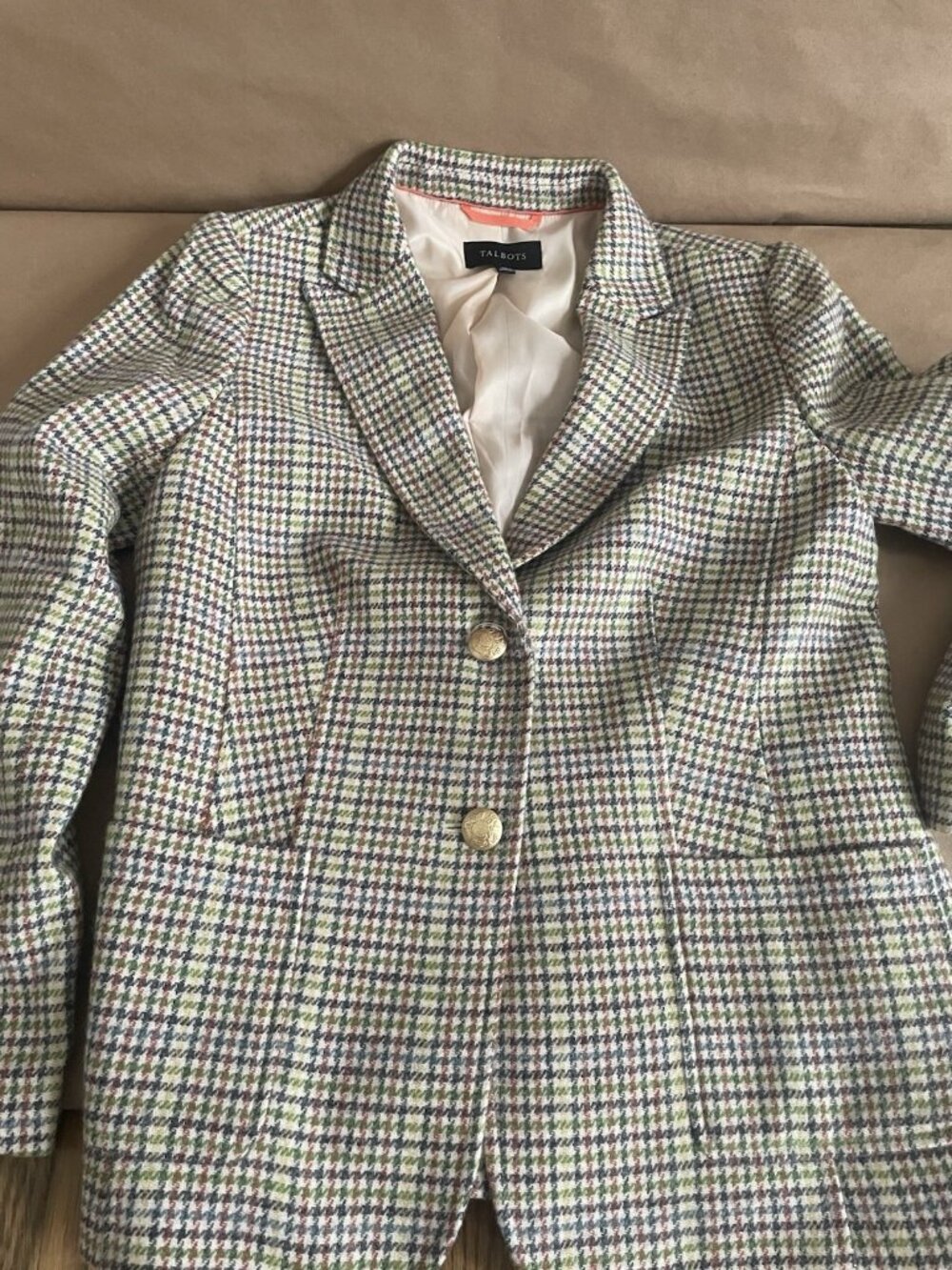 Talbots Shetland Wool Blend Blazer Morning Plaid Size 10 EUC